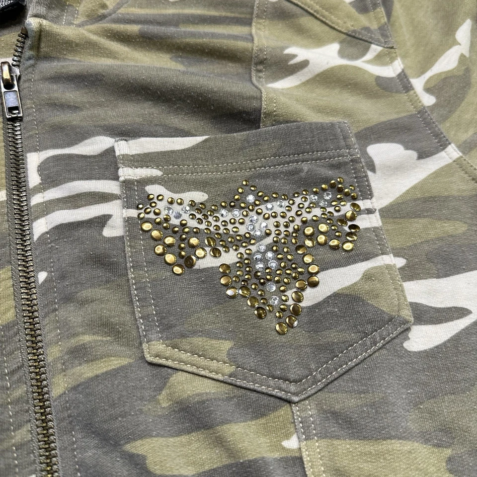 Sudadera con Capucha Autoestima Recortada Desvanecida Camuflaje Cremallera Completa Chaqueta Avant Garde 00s Foto 2 de 4