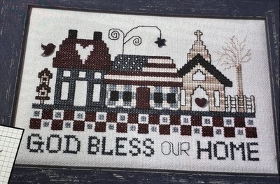 God Bless Our Home Counted Cross Stitch Pattern Patriotic Magazine Pages