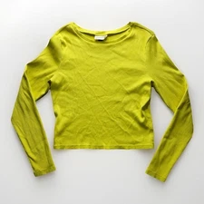Universal Thread Women’s L Yellow Ribbed Long Sleeve Scoop Neck Casual Top