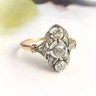 Timeless Art Navette Style Lab Created Diamond Circa Engagement 14K Gold FN Ring