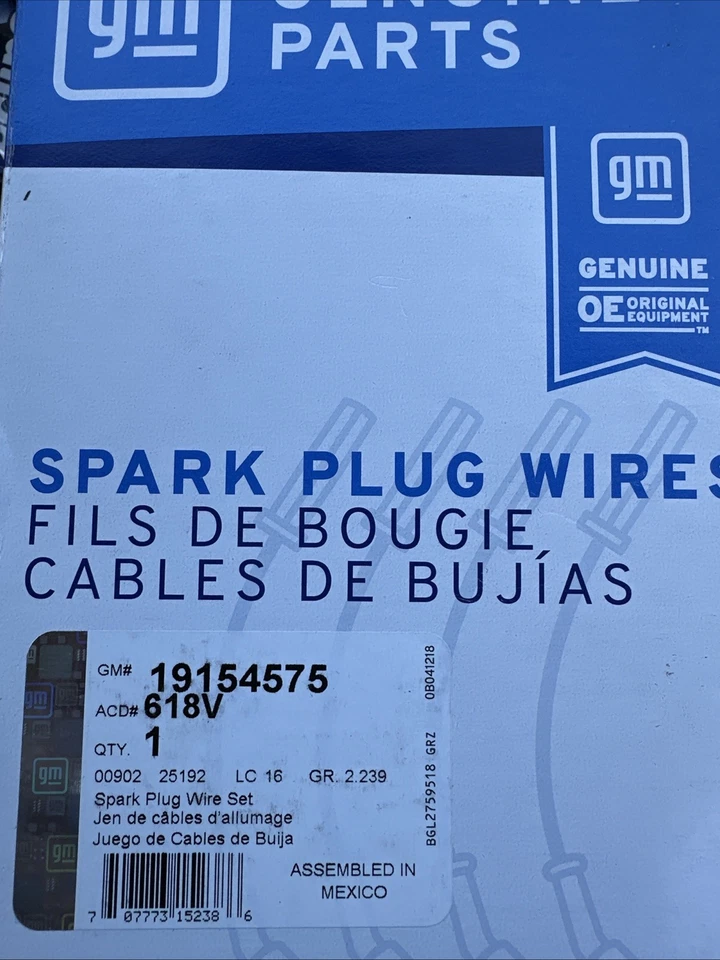 Juego de 8 cables de bujía Delco de 618 V CA nuevos para camioneta Chevy Suburban Express C1500 Foto 2 de 2