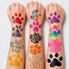 60 PCS Paw Temporary Tattoos for Kids - Pre-Cut Dog Cat Animal Stickers P...