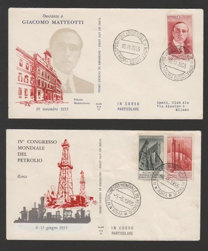 Italy 1955 lot of 4 FDC - Club ALA cachets