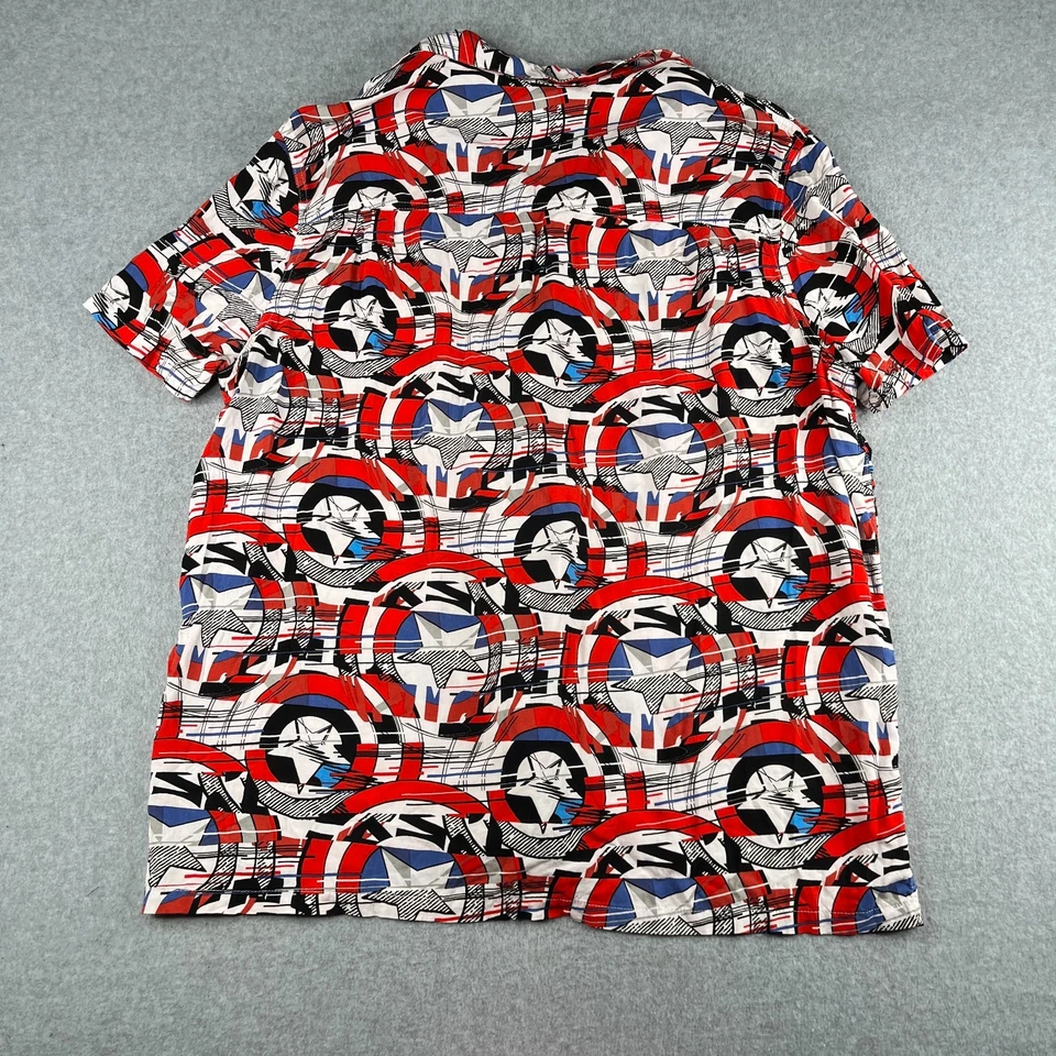 Marvel Shirt Youth XL Captain America Shield Print Short Sleeve Button Up - Image 4 of 4