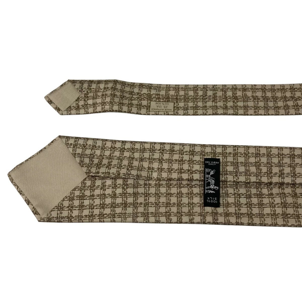 HERMES Used  Leaf Pattern Tie Beige - image 4