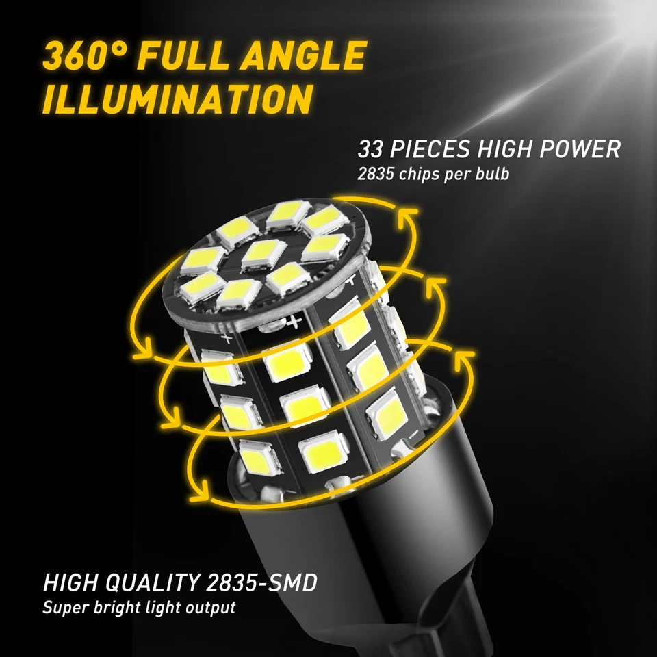 Auxito 7440 7441 Luces LED de respaldo blancas frías 6000K 1700LM súper brillantes Foto 2 de 4