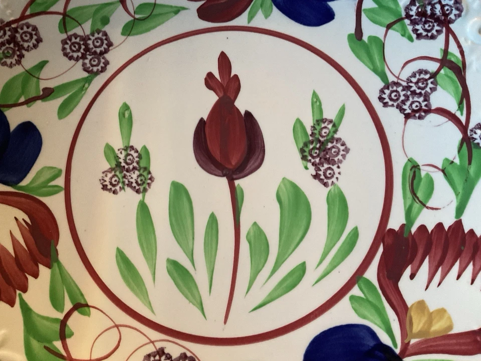 PETRUS REGOUT :: Antique 10 1/2” SPATTERWARE PLATE Floral Maastricht HOLLAND - Image 3 of 4