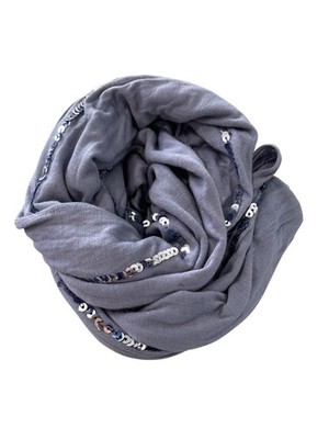 Ann Taylor Loft Sequined Scarf 73x15 Blue Embellished Wrap Rayon Sparkle NEW