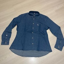 Hunter O2 Denim Shirt Womens XL Blue Cotton Patch Pocket Long Sleeve Button Down