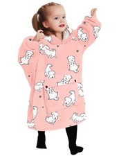 Wearable Blanket Hoodie for Toddlers Sherpa Blanket Sweatshirt With Pocket Cu...