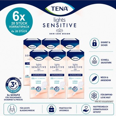 TENA Lights Sensitive Long 20 Slipeinlagen (6er Pack)