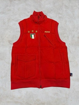 Vintage 90s Italy Puma Down Fill Puffer Gillet Men s Large Red Y2K Football