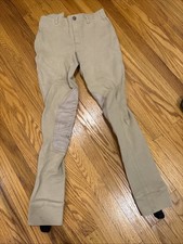 Tuffrider Low Rise Pull On Starter Jods Girls Size 16 Tan Equestrian Breeches