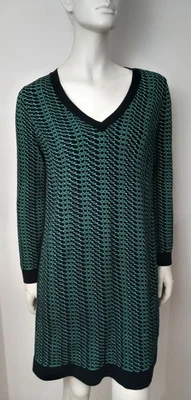 MISSONI Kleid schwarz grün gemustert Baumwolle Wolle V-Ausschnitt Langarm 38/40 - Bild 1 von 4