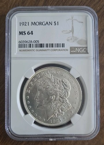 1921 $1 MORGAN SILVER DOLLAR NGC MS 64 *Free Shipping*