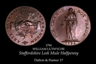 1794 Staffordshire Leek Mule Conder Halfpenny D&H 17 nice