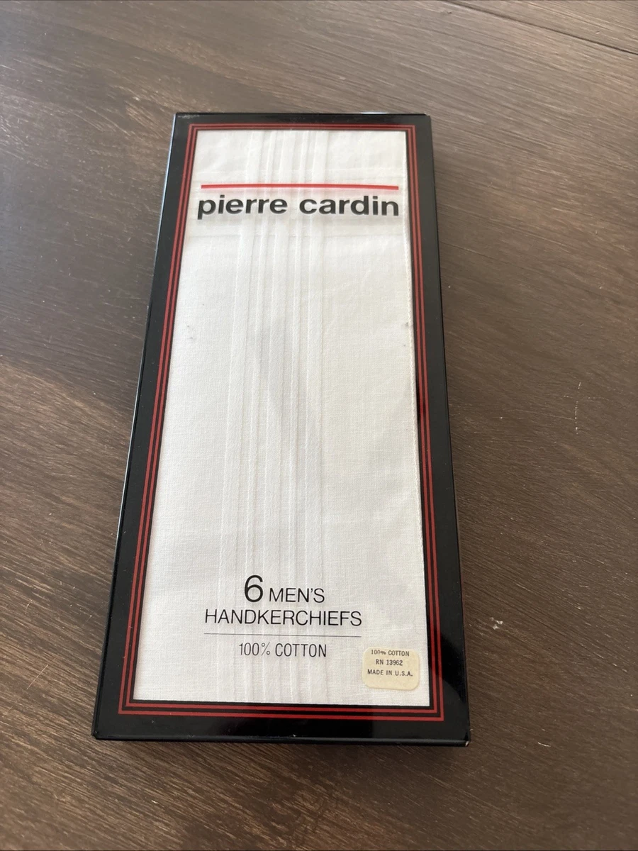 Pierre Cardin Men’s 100% Cotton Handkerchiefs – Set of  6 in Original Box – New