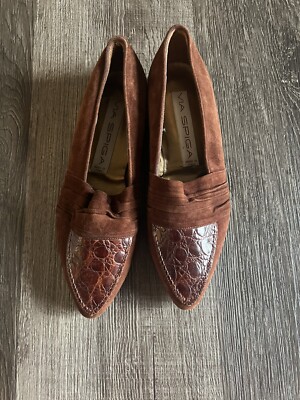Vintage Via Spiga Ladies Size Brown Suede Loafer Shoes