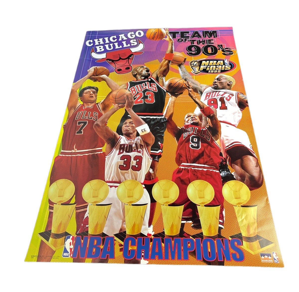 Vintage 1998 NBA Finals Chicago Bulls Team Of The 90’s Poster 22x34 Starline