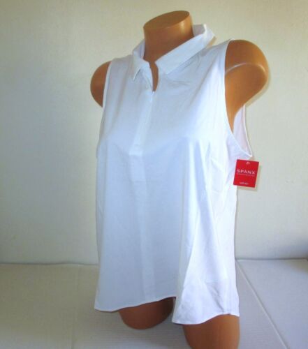 SPANX Women’s Sunshine Tank Top Size XL Collared 1/4 Zip White Stretch Golf $88
