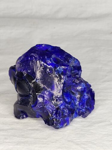 Verre à gousset en verre d'art bleu cobalt