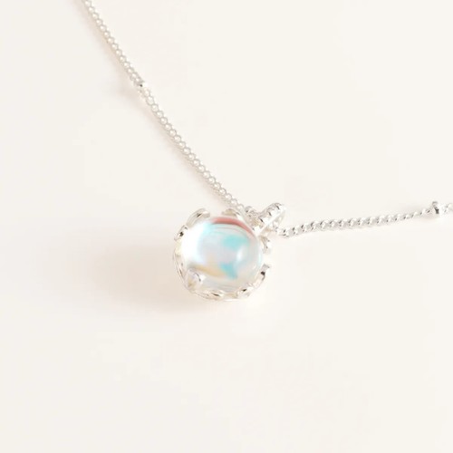 Genuine 925 Sterling Silver Moonstone Necklace with Round White Pendant BOXED - Picture 5 of 7