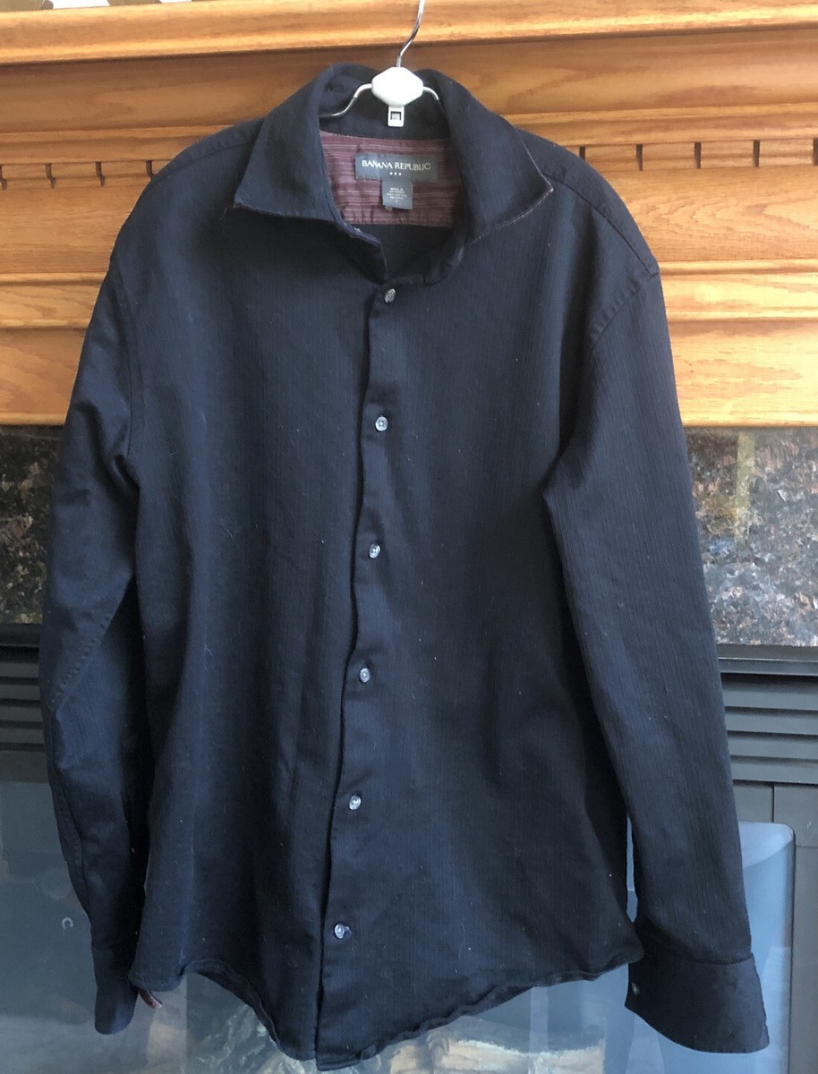 banana republic black dress shirt BANANA REPUBLIC Womens Stretch 3/4 Sleeve Shirt Dress US 4 Small Black main image 1