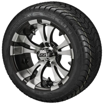 (4) 215/40-12 LSI Elite Low Profile Tires on 12x7 Black/Machined Vampire Wheels