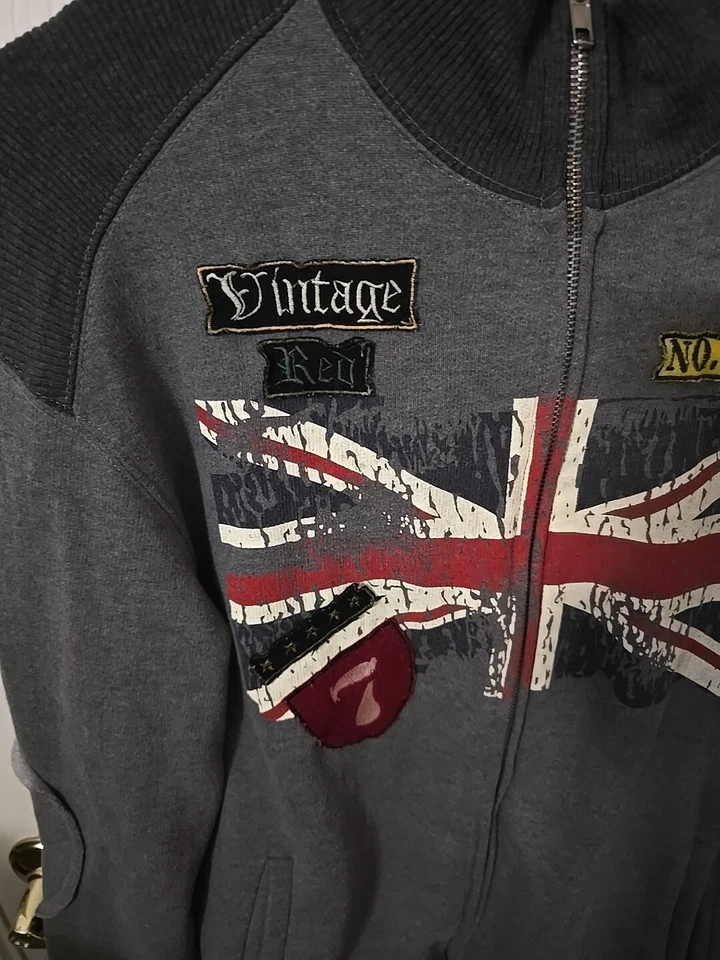 Chaqueta De Colección Marca Roja Para Hombre Talla Mediana Peace of Love Cremallera Completa Foto 2 de 4