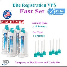 Dental VPS Bite Registration Material FAST SET, REGULAR, 50ml cartridge Or Tips