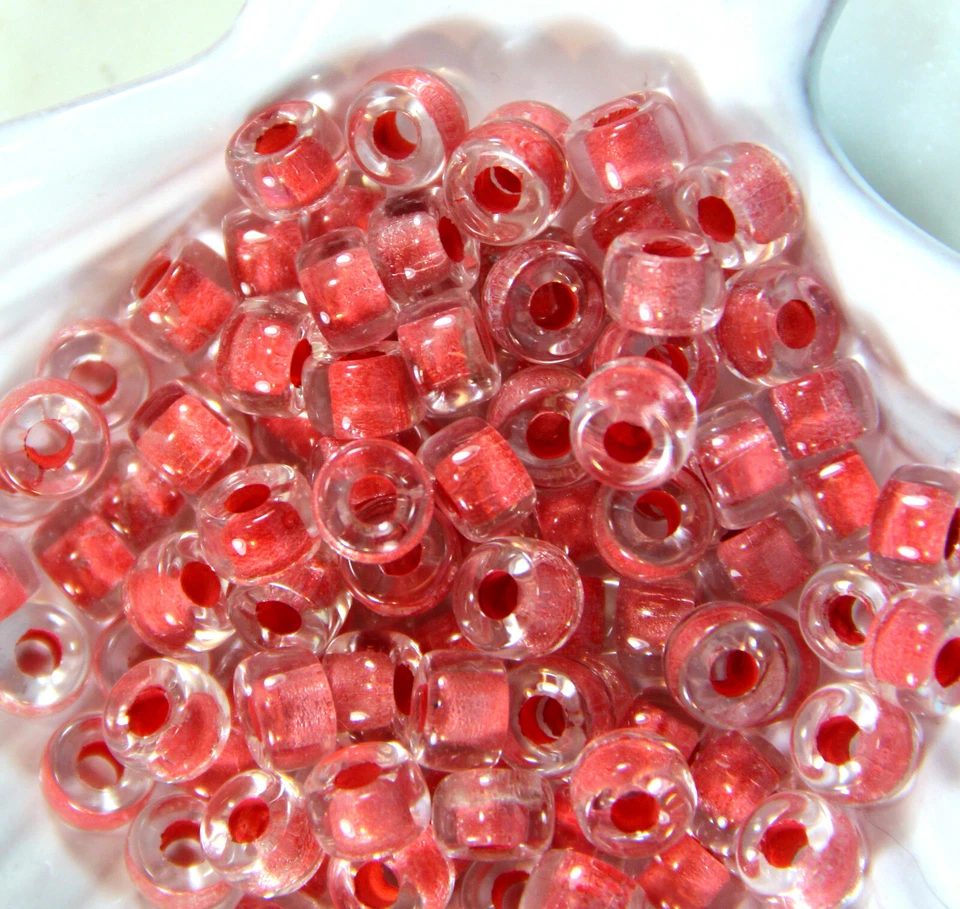 Pony, Roller Beads, 9mm, 3.5mm Hole, Crystal w/Orange Lining, Czech, 20 Pcs, 26 - Image 2 of 2