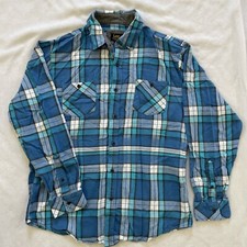 Lee Button Up Flannel Shirt Men  s Medium Regular Fit Blue and White Plaid