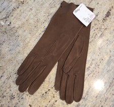 New Vintage Women Size L 8 Brown Soft Suede 12" Long Formal Gloves
