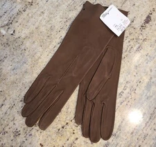 New! Vintage Women Size L 8 Brown Soft Suede 12" Long Formal Gloves