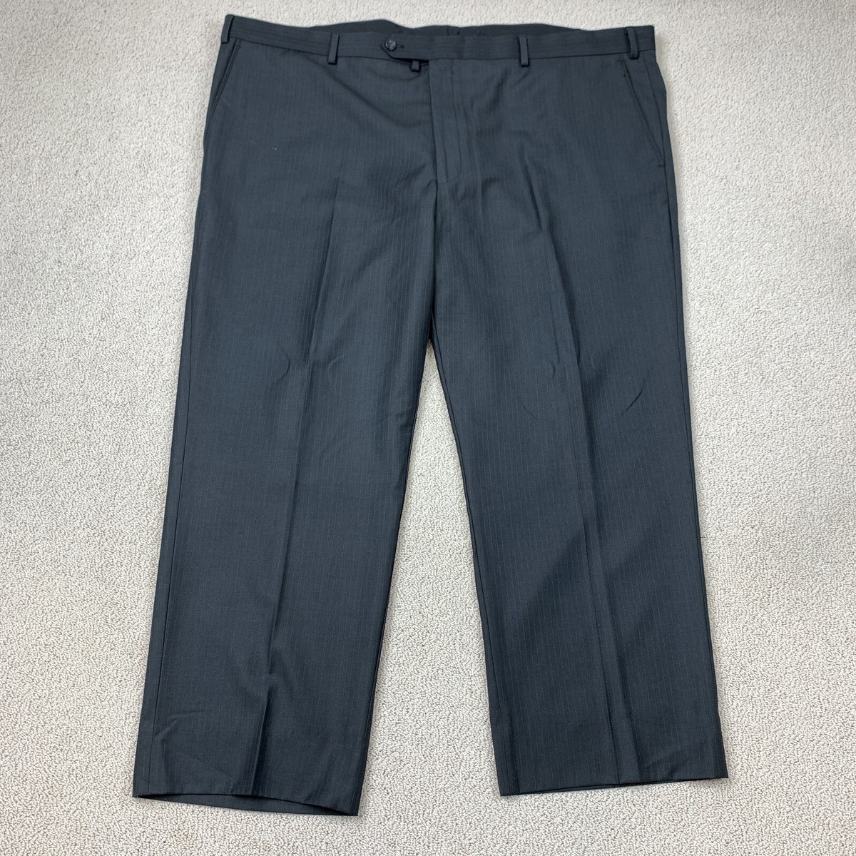 Straight Dress Pants Men's Size 49 Black Flat Front Casual