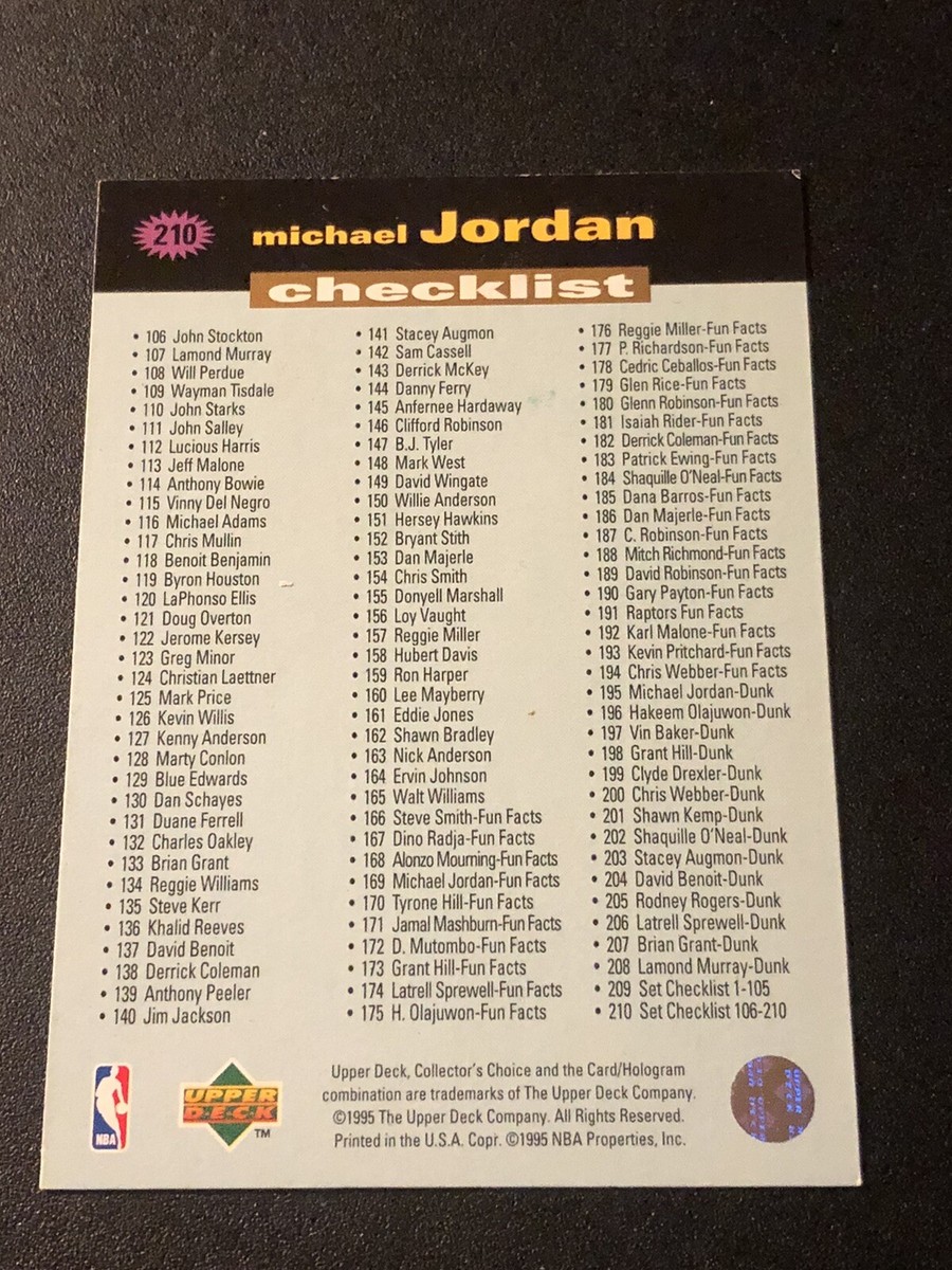 1995-96 Upper Deck Collector's Choice Michael Jordan #210 HOF