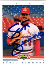 Scott Simmons Autograph 1992 Classic Best Minor League Auto Card CARDINALS