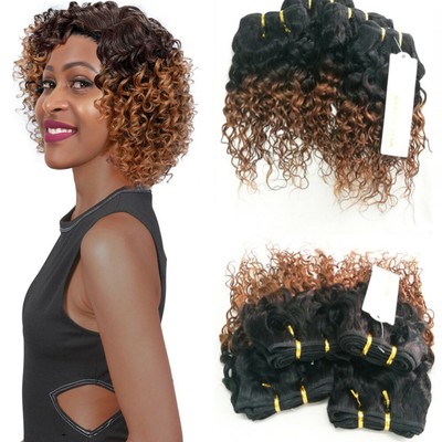 Real Human Hair Brazilian Weave Buckle Weave Kinky Curly Ombre