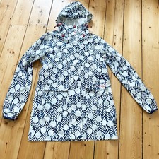 Weird Fish Babylon Showerproof Printed Ripstop Parka Jacket Size 10 Blue White
