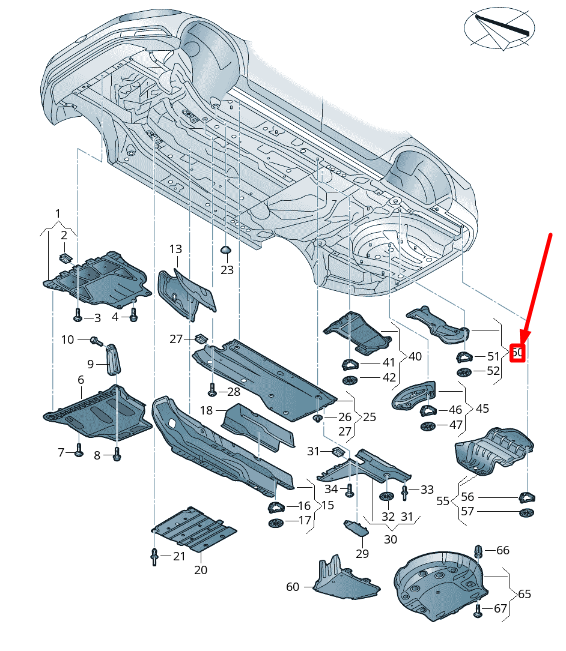 VOLKSWAGEN ARTEON 3H7 PROTECTION THERMIQUE MINAIGNIER CENTRE GAUCHE 3Q0825756