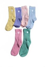 Girls, Colorful Heart Detail Ankle Socks - Fun  Comfy Set
