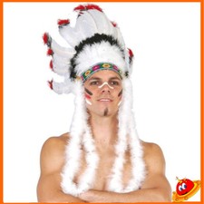 Carnevale Halloween Travestimento accessori Indiano Indiana Cimiero con penne 