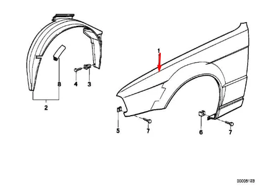 BMW 5 E34 Front Left Wing Fender 41351946929 NEW GENUINE | eBay