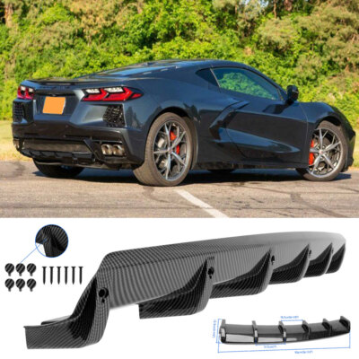 For Chevrolet Corvette C8 Gloss Black Rear Bumper Diffuser Spoiler Splitter Lip