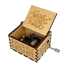 Youtang Jesus Loves Me Music Box, Wooden Musical Box for Christian,Musical Gi...