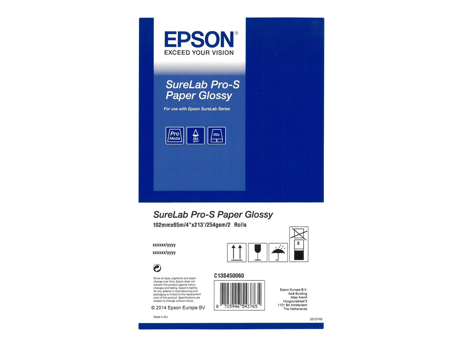 Epson SureLab Pro-S Paper Glossy Glossy 252 micron Roll C13S450060BP