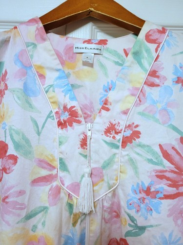 Vintage Floral Cotton Nightgown House Coat Dress Miss Elaine Small *READ - Picture 2 of 12