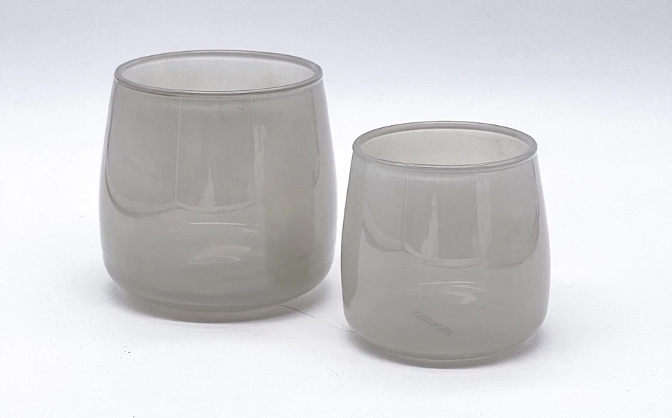 2x Deko Windlichter Kerzenhalter aus Glas, Grau (2-tlg.) - Bild 1 von 4