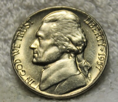 1957D Uncirculated Jefferson Nickel almost full steps