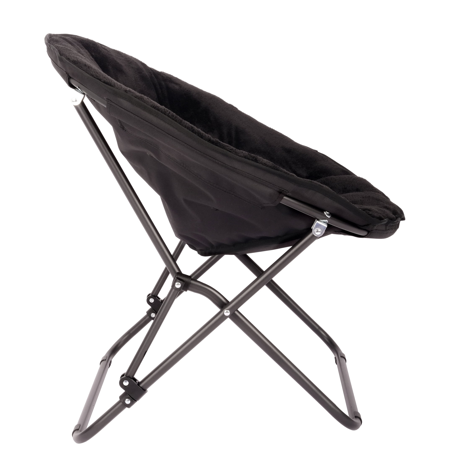 US NEW Saucer Chair for Kids and Teens Folding Chair Soft Velvet Black